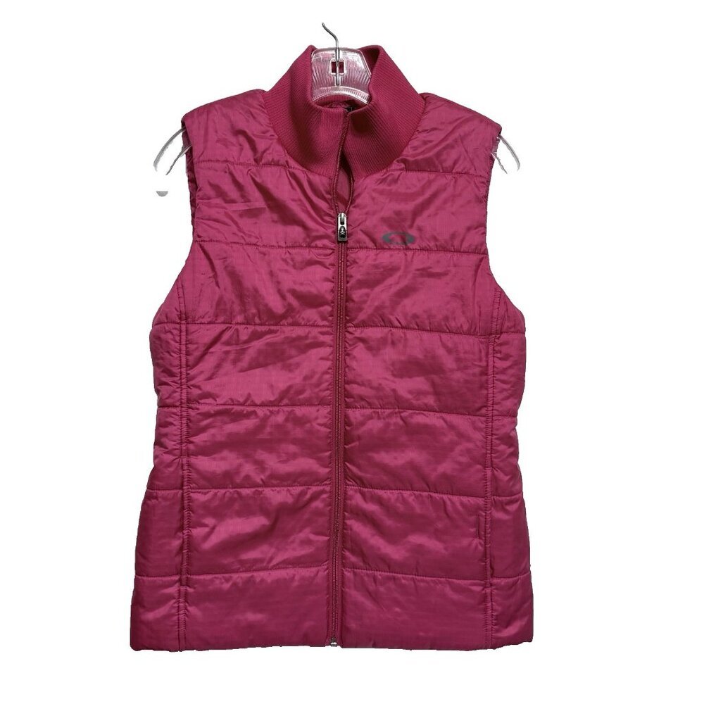 Oakley Puffer Vest Full Zip Mock Neck Women's Size Small Fushia Pink